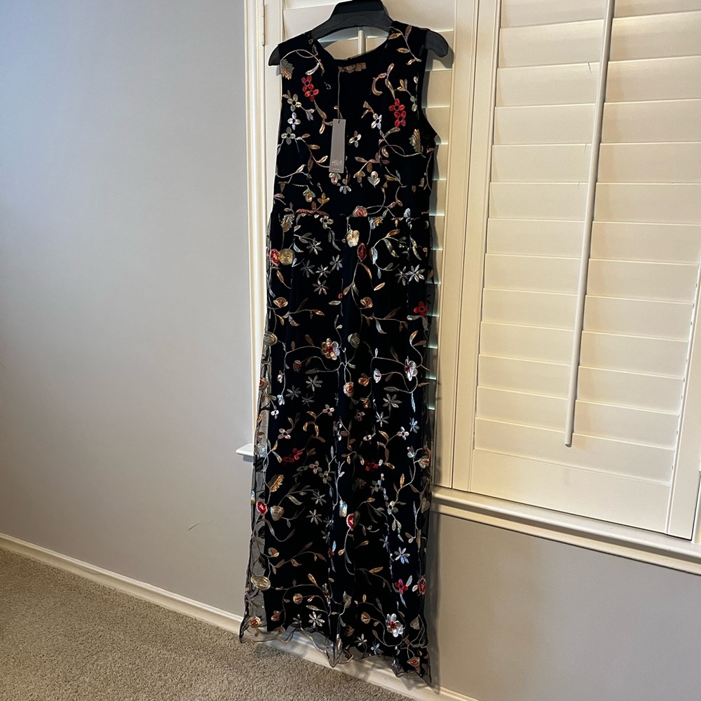 Carla Congo Large black embroidered maxi dress